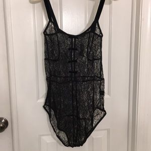 For Love & Lemons SKIVVIES Velvet Lace Bodysuit